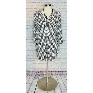 Worthington Woman OX Black White Graphic Blouse 0X